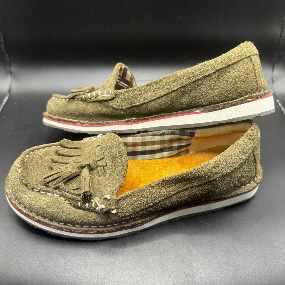 Ariat Cruiser Fringe Olive Green Suede Tassel Loafers 10024977 Womens 6B